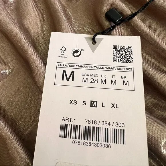 NWT Zara Metallic Gold Ruched Liquid Bodysuit with Cutout Medium 7818/384/303 - Picture 12 of 13